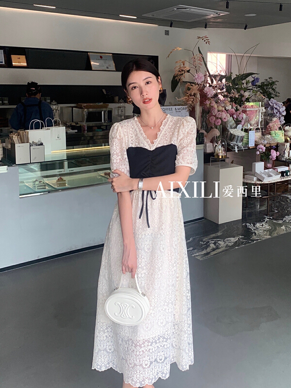New in early summer! [aixili aisili] V-neck slim dress 6095-1# WPL