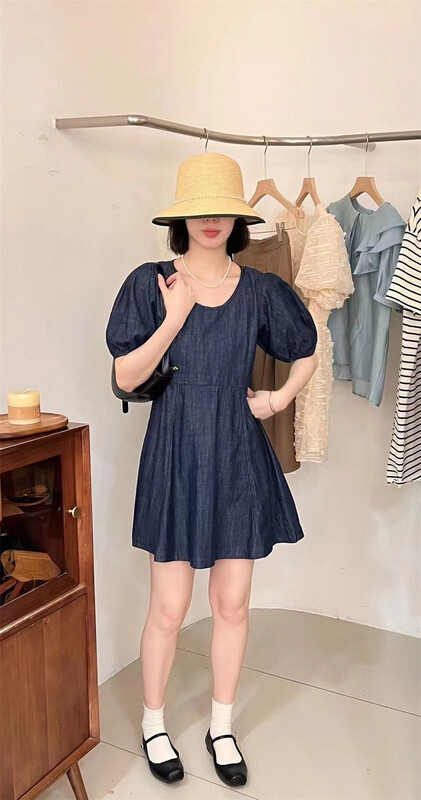 [larti] bubble sleeve pleated lady dress 8413# ll