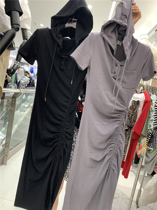 goods in stock! New in early summer! [vegetable seedlings] short sleeved hooded solid dress 8282# lwy