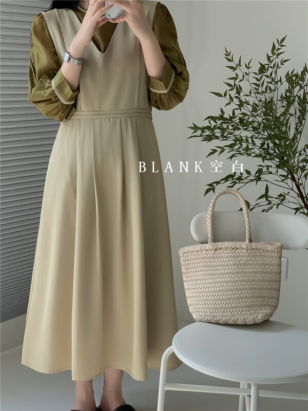 [blank] versatile loose shirt + temperament strap skirt two piece suit 512170# WPL