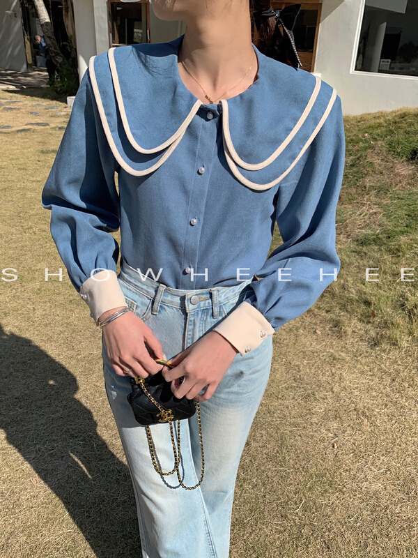 goods in stock! New year in early spring! [Xiu Xixi] Korean version of versatile doll collar corduroy shirt 7990# zxx