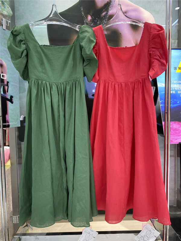 New in early summer! [D2] French Style Bubble Sleeve A-line dress 2203089# CSX