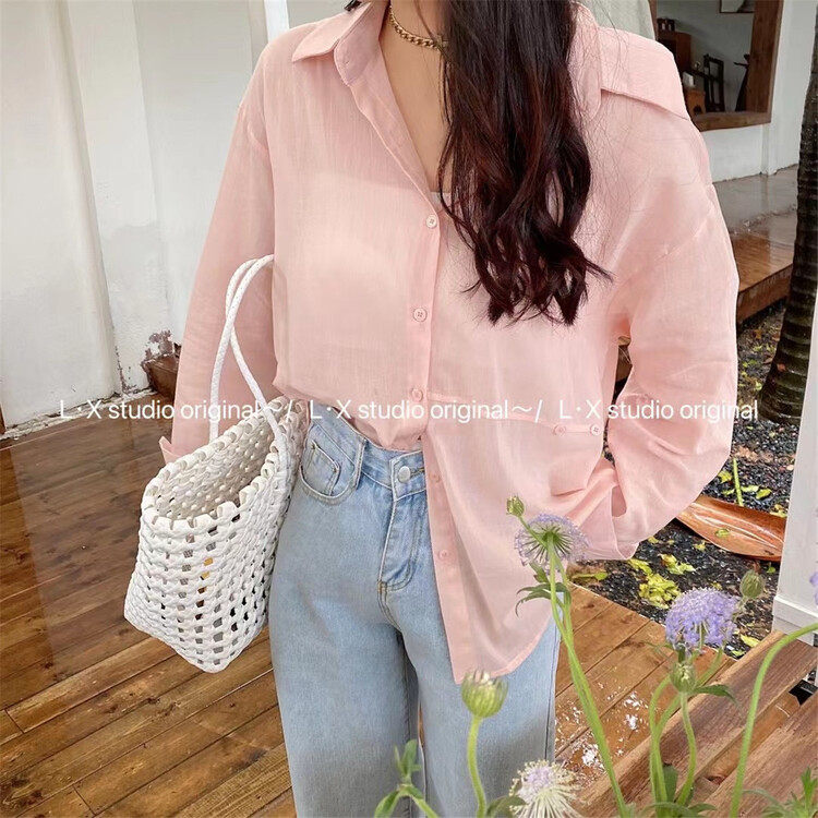 Original price 43.99! New year in early spring! [l.x studio] Korean micro transparent sunscreen shirt 1026# hjy