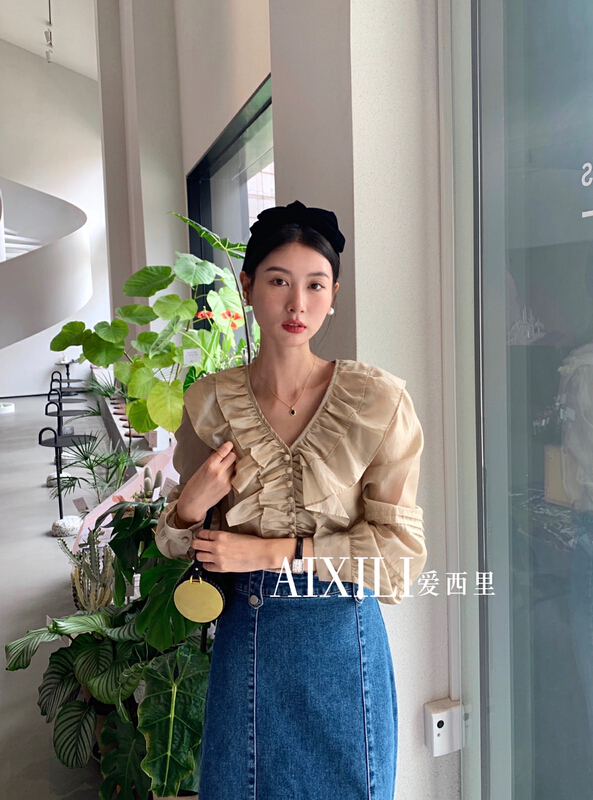 goods in stock! New year in early spring! [aixili Sicily] lady temperament elegant ruffled blouse 6285# WPL