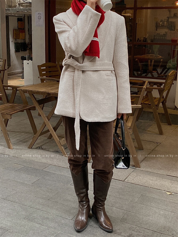 New year in early spring! [in by in] Korean loose casual coat (with belt) i0293-y2# ZSY