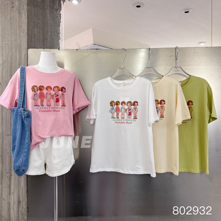 [June] crew neck versatile print short sleeve T-shirt 802932# XYY