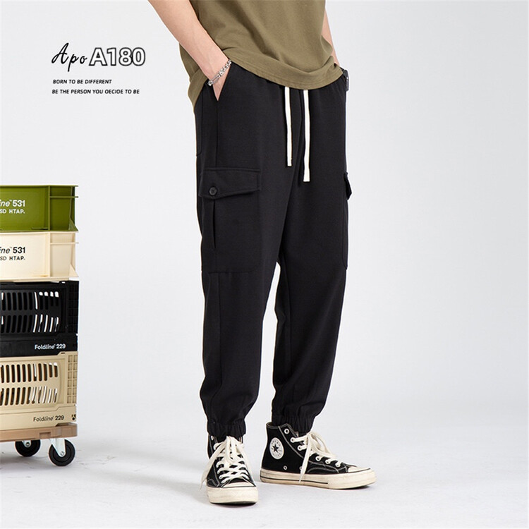 New year in early spring! [apo] drawstring elastic waist comfortable small label casual pants a180# ZZL