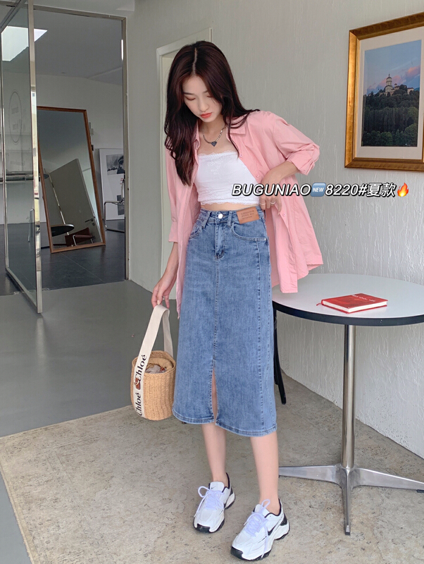 [cuckoo] Korean label design simple denim skirt 8220# WTT