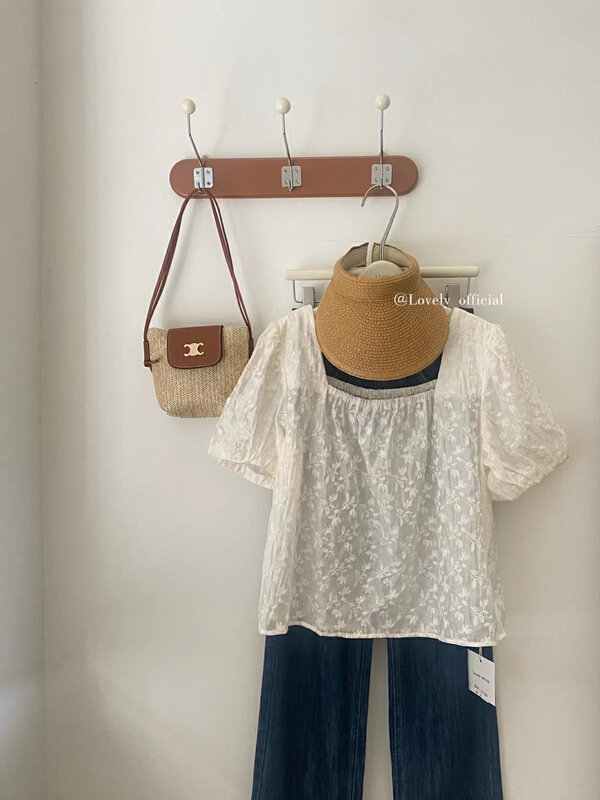【LOVELY】方領刺繡套頭小衫  S1338#  HBX