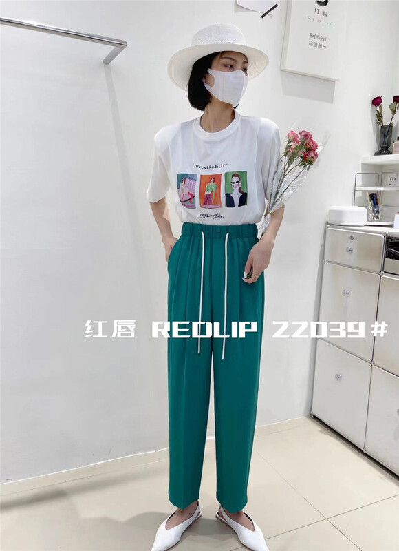 goods in stock! New in early summer! [buyer Yan Xuan HC] drawstring straight tube versatile ins trousers 22039# Cl