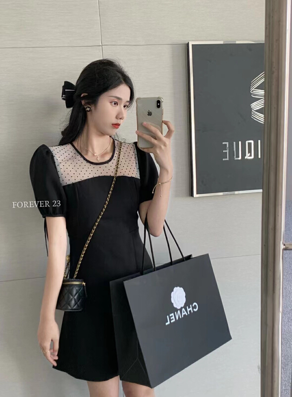 [forever23] French gentle mesh stitched vintage dress a2031# hjy