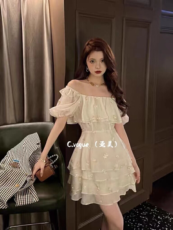 [c.vogue] French gilded yarn Embroidered Floral Dress (dress only) 2881# PCZ
