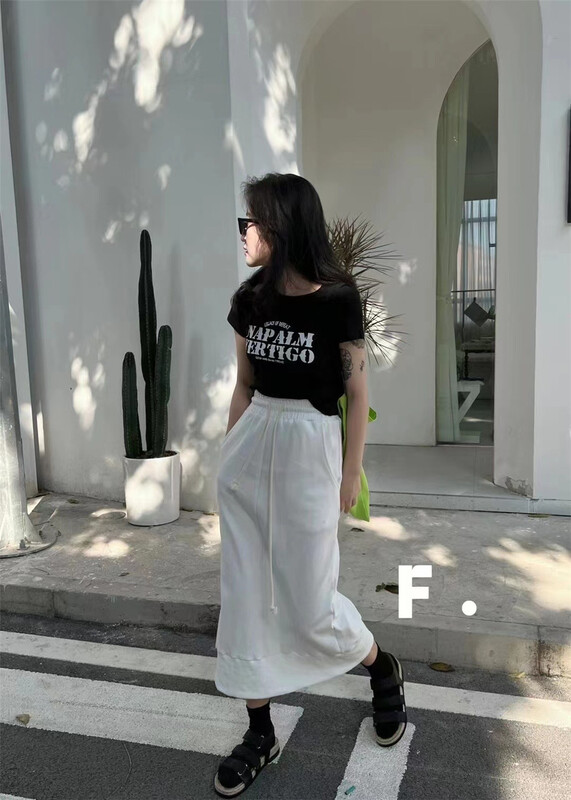 [half plain] small letter elastic short sleeve T-shirt z063# ZSY