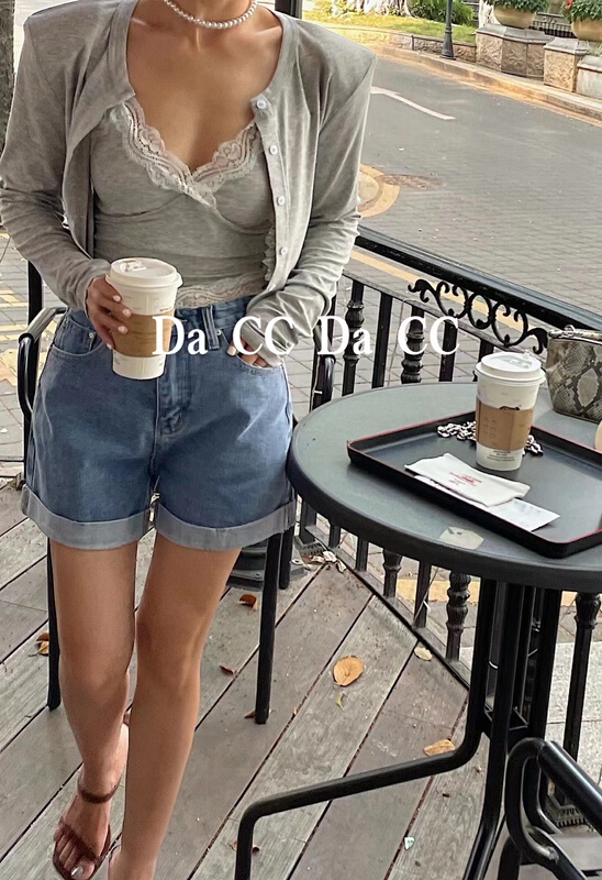 New in early summer! [Da CC] Korean simple and versatile denim shorts 9660# zxl