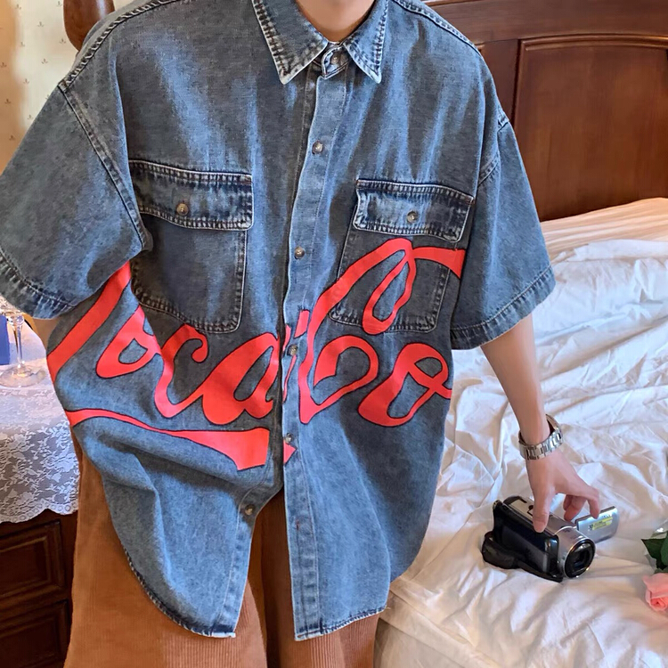 [lab eeda] American retro fashion brand printed denim shirt 2894# ozq
