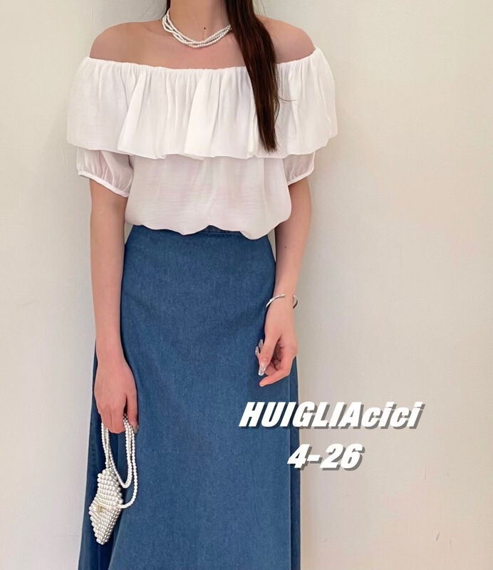 [Cinderella CICI] French style elegant ruffled one shoulder blouse 8693# zjy