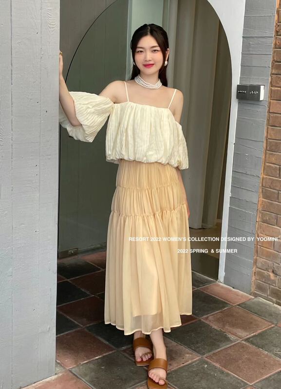 goods in stock! New in early summer! [yoomini] pleated fashion slim skirt x12500# WPL