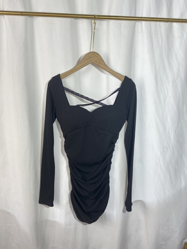 [Yi show shop] square neck simple and slim dress 1335# Cl