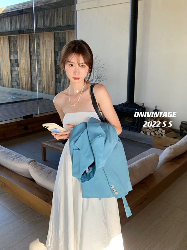 New year in early spring! [onivinage oni] French waist closing rubber band strapless dress ol222o4161# zxl