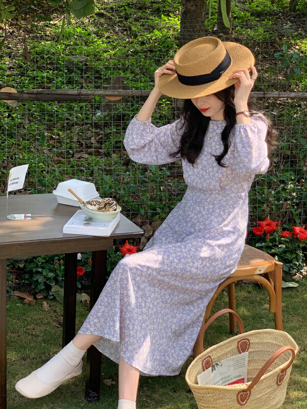 New year in early spring! [timely rain] elegant and sweet temperament, slim and loose waist, floral dress 21035# WPL