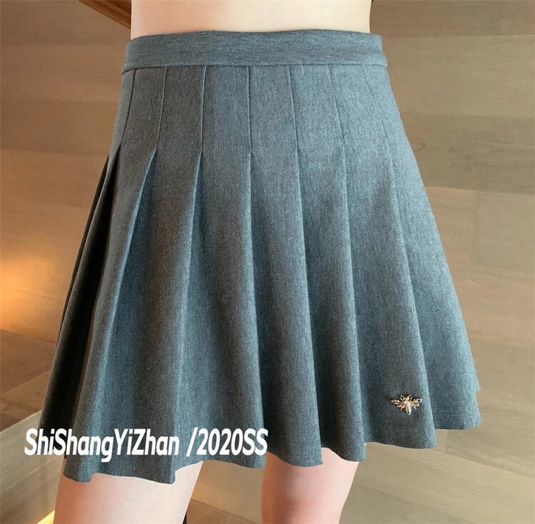 [top Chan Lin] personalized pleated slim skirt 0106# cqw