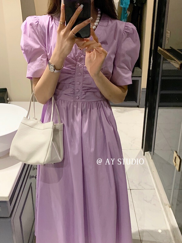 goods in stock! New in early summer! [ay studio] Korean Ladies round neck short sleeve dress 66793# zxx