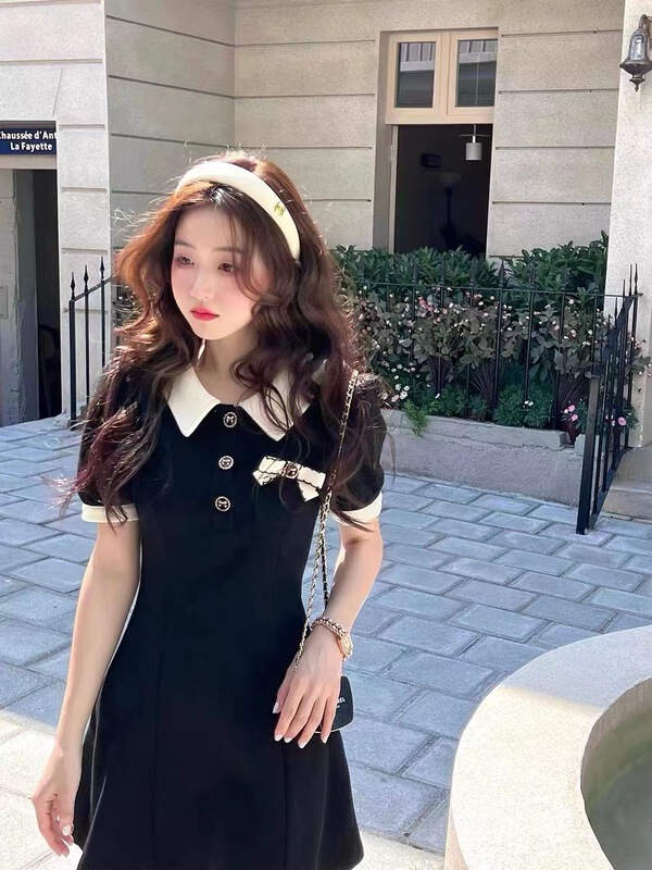 [AI Shang] casual polo collar dress (with Brooch) 98156# hjy