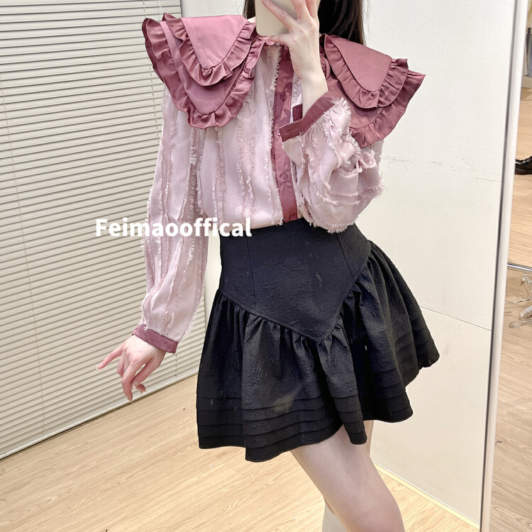 goods in stock! Early spring! [Feimao Philippine cat] fashion doll collar versatile shirt ym-9530# LSL