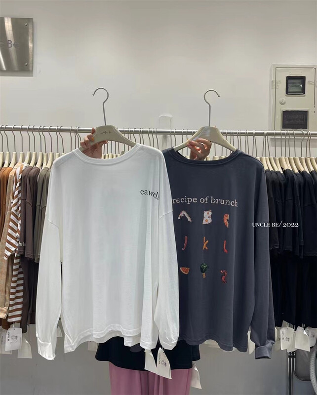 goods in stock! [UNC be] Korean round neck back print sunscreen long sleeve T-shirt 2079# XYY