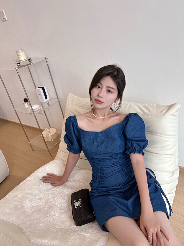 【CR】小眾減齡收腰牛仔連衣裙  6137#  PCZ