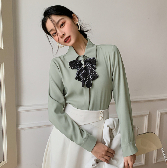 New year in early spring! [Hanna including that] new fashion bow temperament shirt 8003# XJ