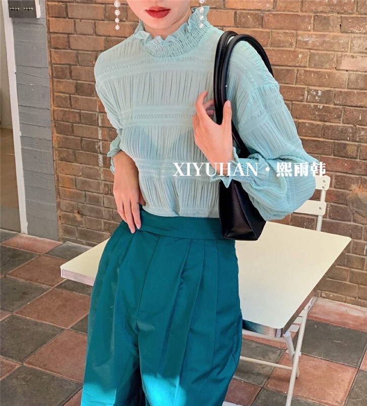 goods in stock! New in early summer! [xiyuhan] gentle wind stand collar long sleeve shirt 807# zxx