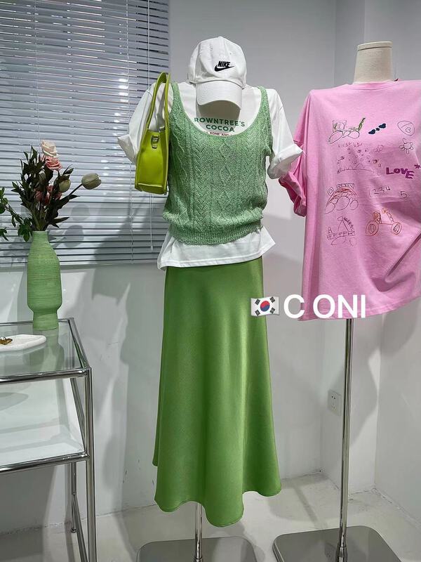 San Francisco [C oni] silk slip skirt c220-8312# HLL with bright color