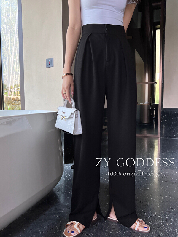 【 ZY 】 lazy comfortable texture texture vertical casual pants 58150# ozq