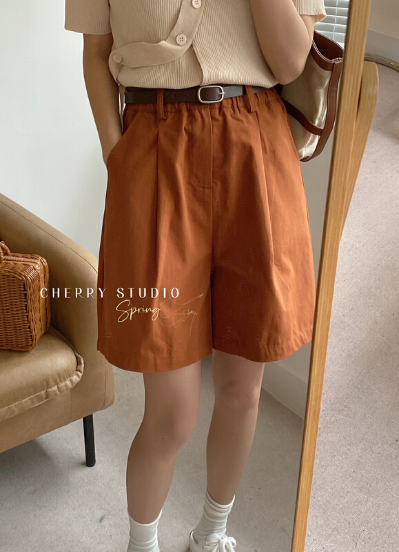 New in early summer! [cherry studio] candy colored wash cotton Korean casual shorts (with belt) 5097# HBx