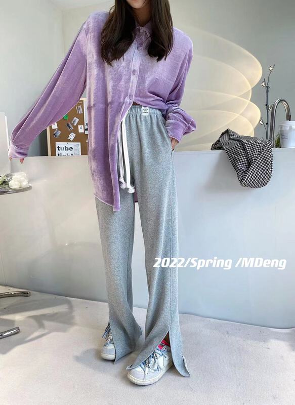 New year in early spring! [modern 197] elastic waist net color split casual pants 5352# zyh