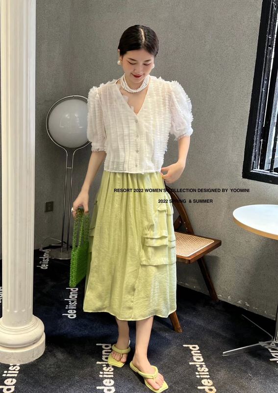 New in early summer! [yoomini] Korean version simple and sweet skirt x12589 # WPL