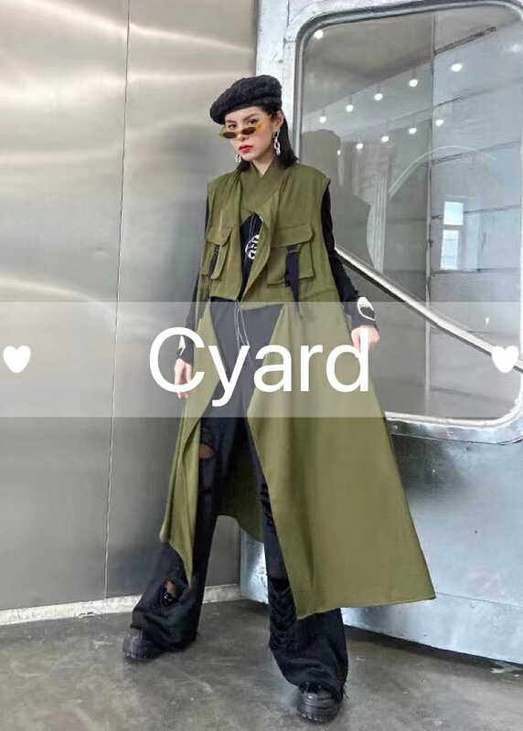[cyard] loose elastic waist medium length vest 90061-1# L