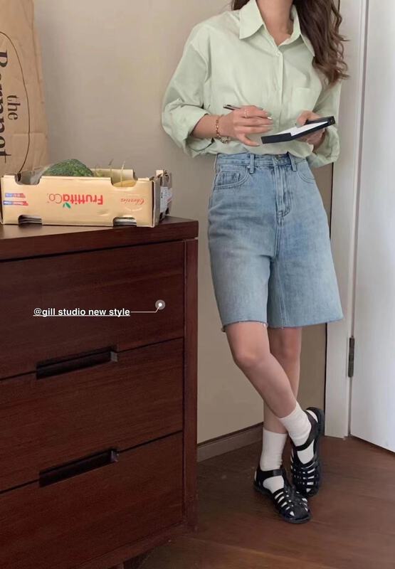[gill] casual simple fashion denim shorts b02# zjy