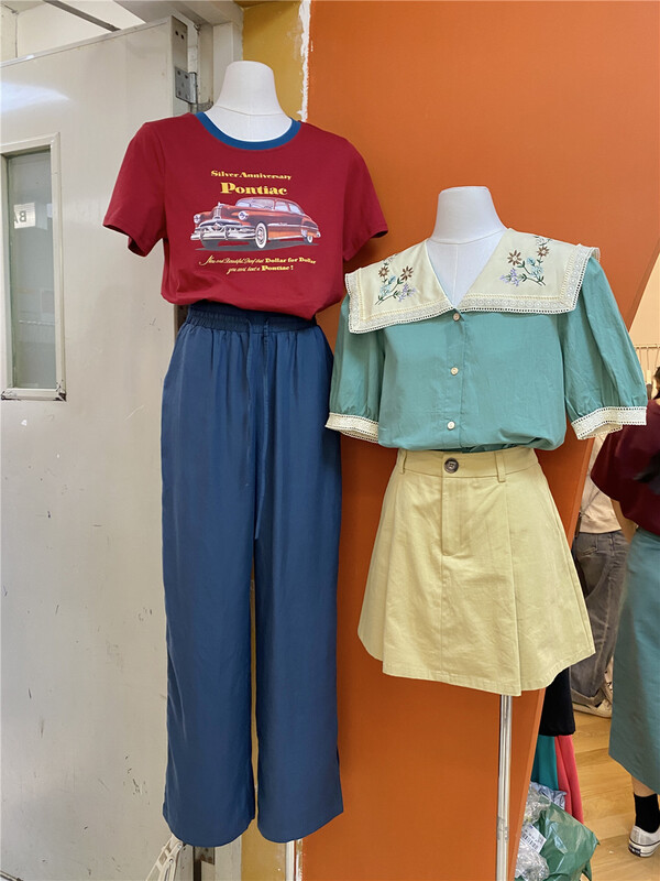[rich Papa] elastic waist drawstring wide leg casual pants k048# zxx