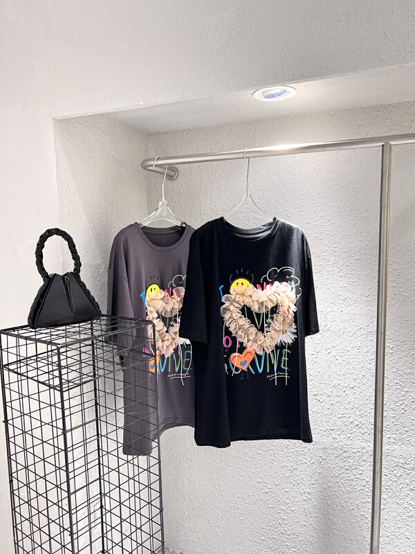 [Feimao (Yimao)] crew neck loose and versatile heavy industry short sleeve T-shirt ym-7679# LSL