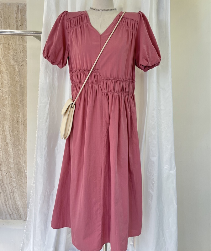 New in early summer! [Boran silk natural] V-neck light mature style, simple and thin dress 7017# LSW