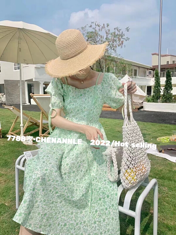 【CHENANNLE】氣質優雅碎花收腰連衣裙  9520#  PCZ