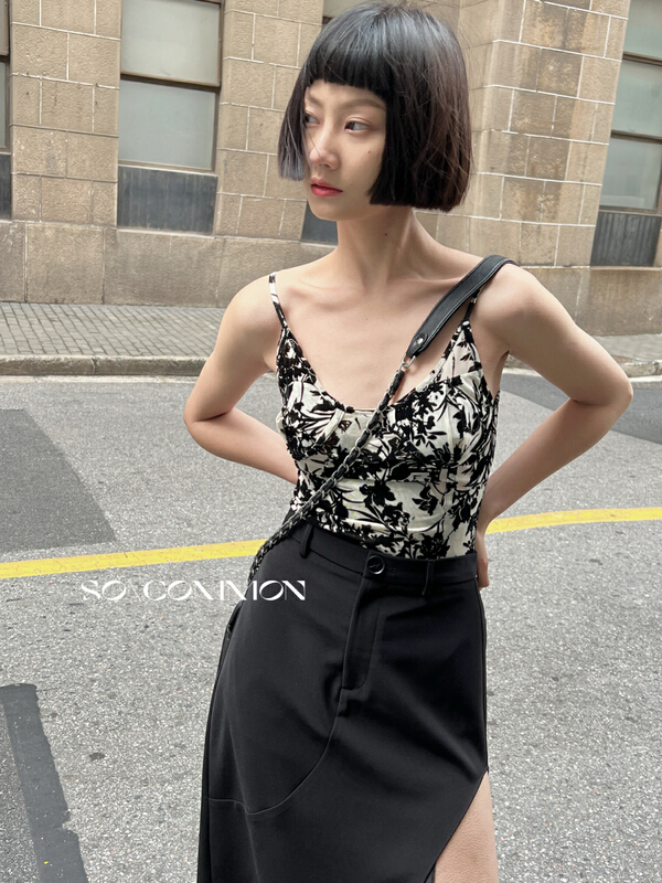 [so common] flower fashion suspender shirt 62212-2# XYJ