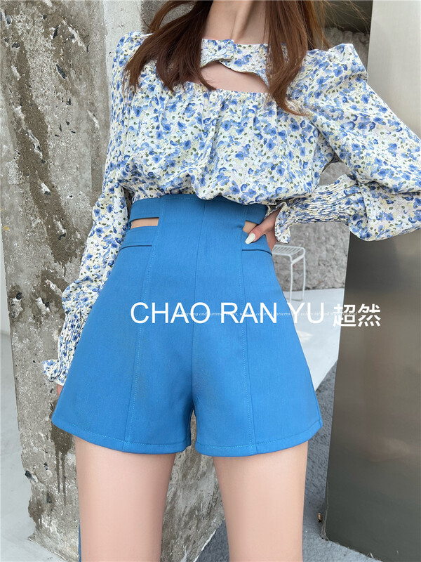 [Cr] high waist fashion simple casual shorts 6087# PCZ