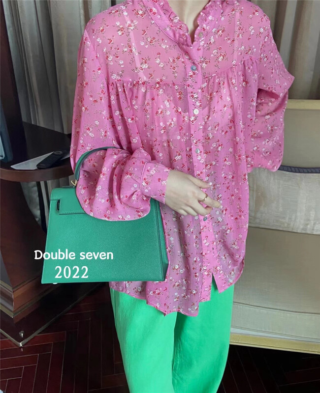goods in stock! [double seven] Korean Vintage Floral temperament shirt ys1-28279# zxx