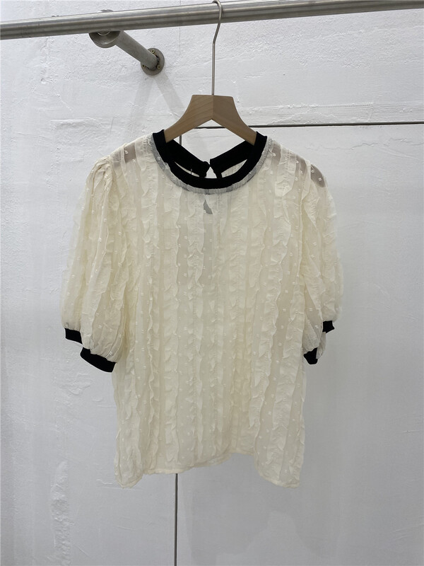 [Yi Ge Li] fashionable and versatile loose contrast color short sleeved shirt 1232# WPL