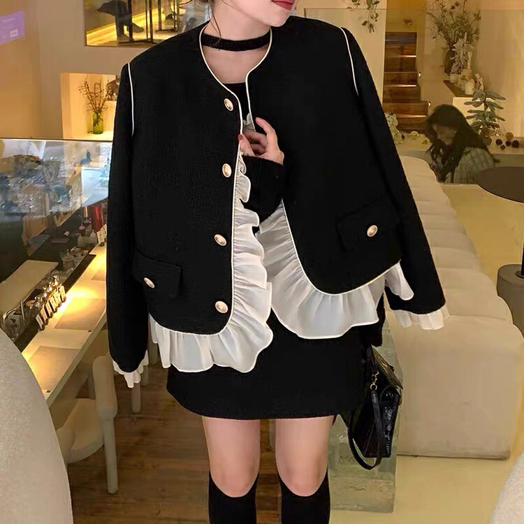 New year in early spring! [Huaxi] high sense Royal sister small fragrance color matching short coat + slim and versatile comfortable skirt suit 8653# PCZ