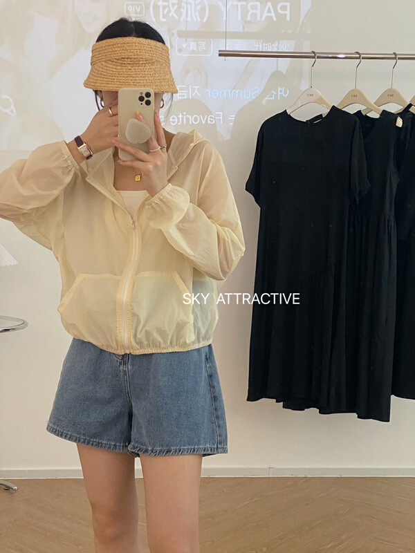[sky] lightweight hooded zipper sunscreen shirt 19275# HBx
