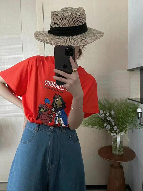 San Jennie [C oni] printed letters multicolor short sleeve T-shirt c220-1359# HLL